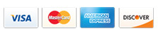 Credit cards accepted: Visa, MasterCard, American Express, Discover